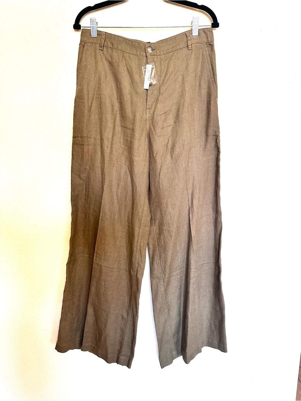 Madewell The Zoe Relaxed Wide Pant 
100% Linen Safari Khaki NWT - Picture 7 of 9